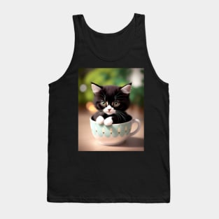 Adorable Cat Illustration - Modern Digital Art Tank Top